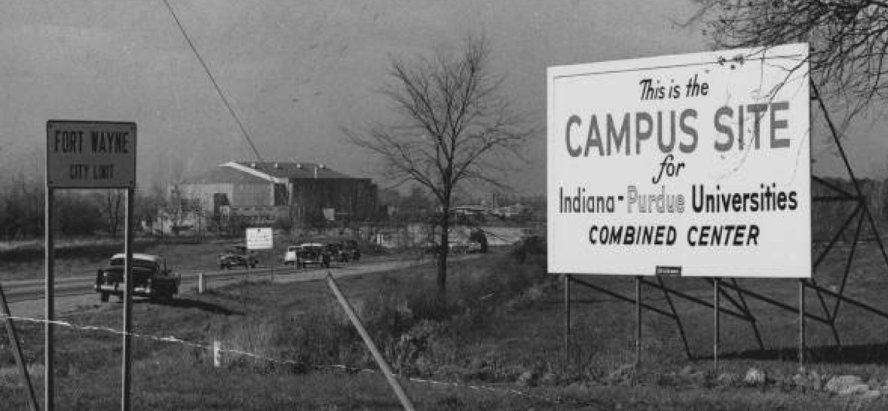 Historic photo of IU and Purdue original joint campus future site
